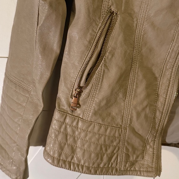 Vegan Leather Moto Fitted Jacket Women's Grey - Picture 2 of 10